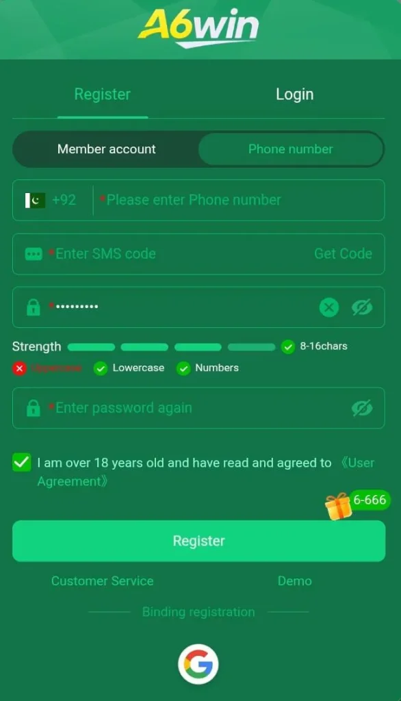 a6win game register