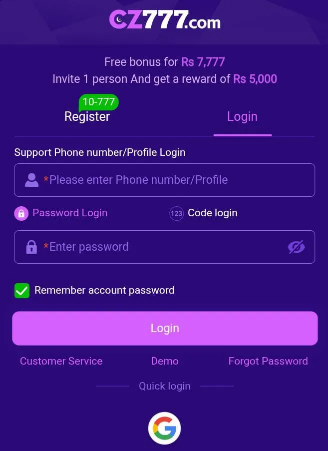 cz777 game login