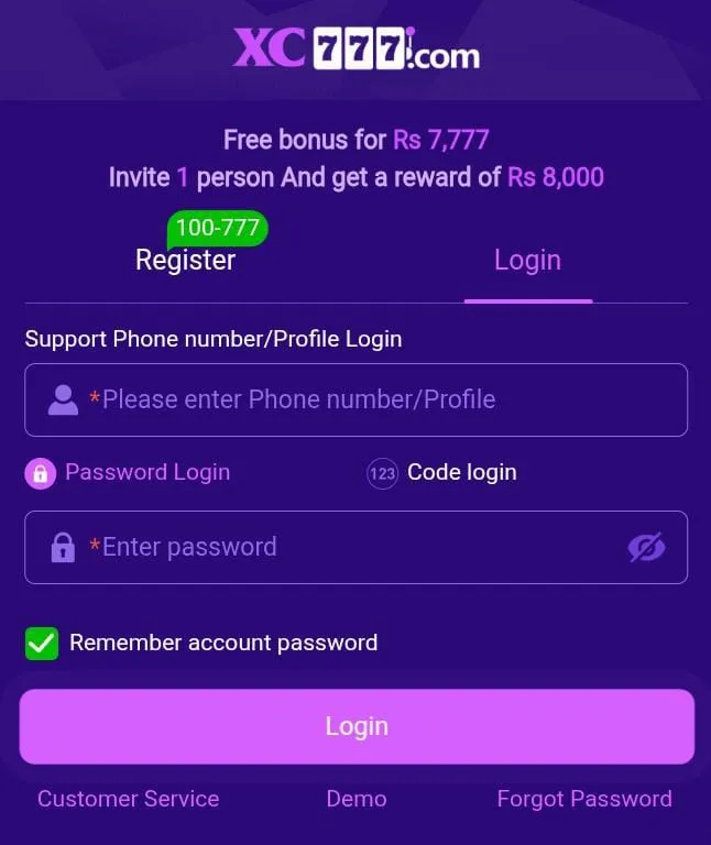 xc777 game login